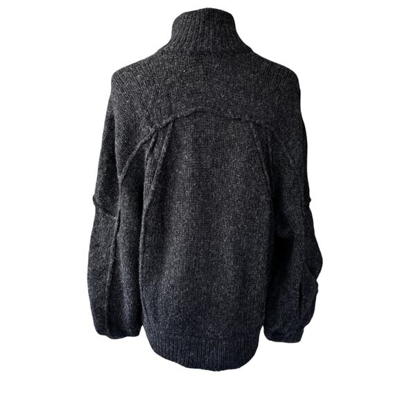Tory Burch Wool Jillian Chunky Sweater Cardigan Charcoal Gray Size S/P Small - Picture 2 of 9